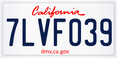 CA license plate 7LVF039