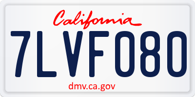 CA license plate 7LVF080