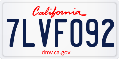 CA license plate 7LVF092