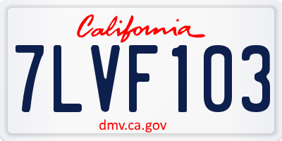 CA license plate 7LVF103