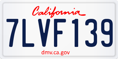 CA license plate 7LVF139