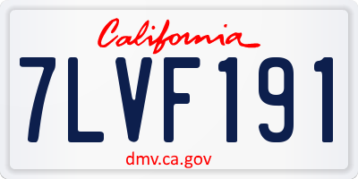 CA license plate 7LVF191