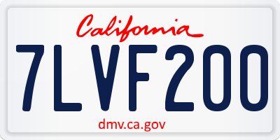 CA license plate 7LVF200