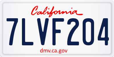 CA license plate 7LVF204