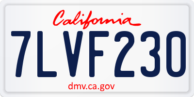 CA license plate 7LVF230