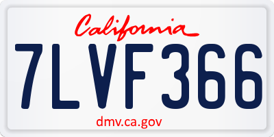 CA license plate 7LVF366