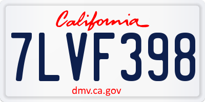 CA license plate 7LVF398