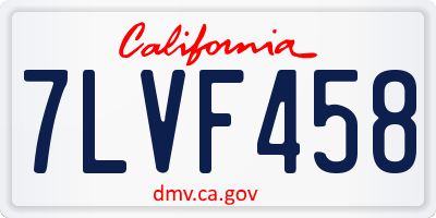 CA license plate 7LVF458