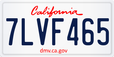 CA license plate 7LVF465