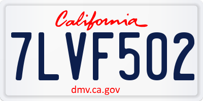 CA license plate 7LVF502