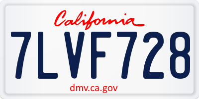 CA license plate 7LVF728