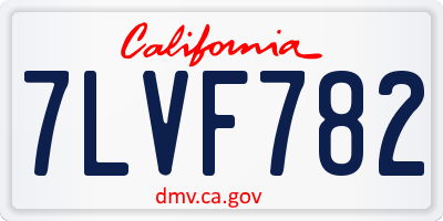 CA license plate 7LVF782