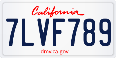 CA license plate 7LVF789