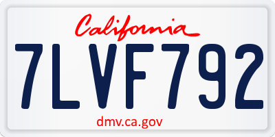 CA license plate 7LVF792