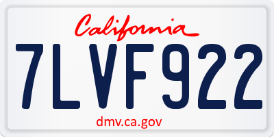 CA license plate 7LVF922