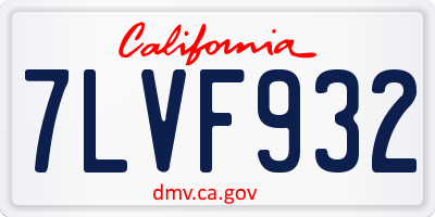 CA license plate 7LVF932