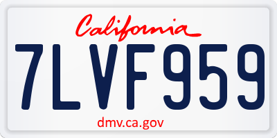CA license plate 7LVF959
