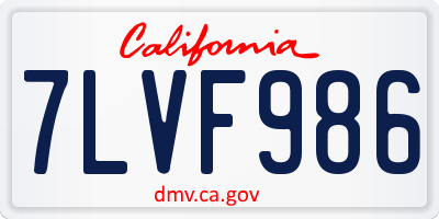 CA license plate 7LVF986