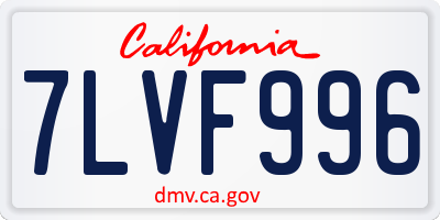 CA license plate 7LVF996
