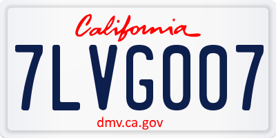CA license plate 7LVG007