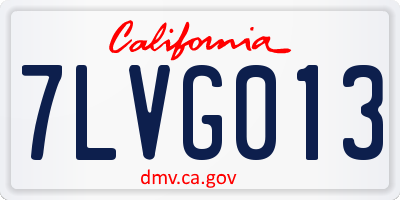 CA license plate 7LVG013