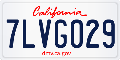 CA license plate 7LVG029