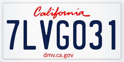 CA license plate 7LVG031
