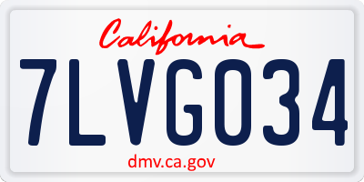 CA license plate 7LVG034