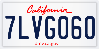 CA license plate 7LVG060