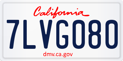 CA license plate 7LVG080