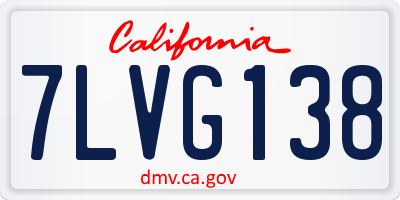 CA license plate 7LVG138