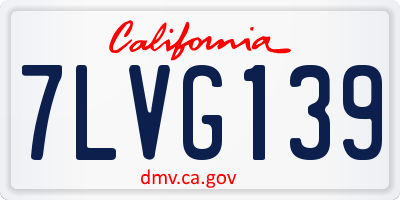 CA license plate 7LVG139