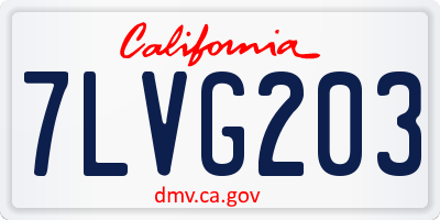 CA license plate 7LVG203