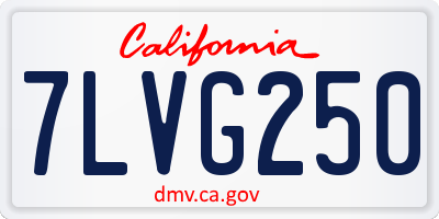 CA license plate 7LVG250