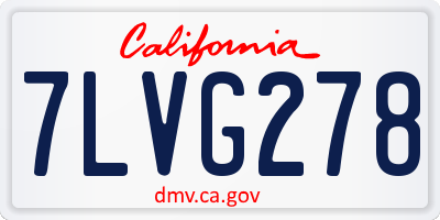 CA license plate 7LVG278