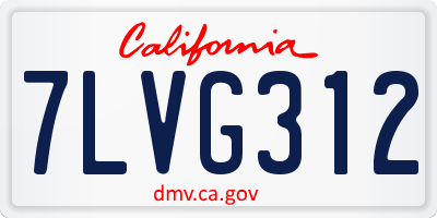 CA license plate 7LVG312