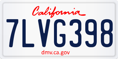 CA license plate 7LVG398