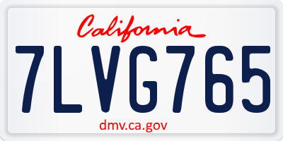 CA license plate 7LVG765