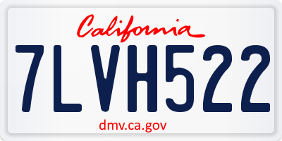 CA license plate 7LVH522
