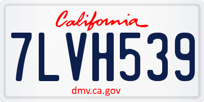 CA license plate 7LVH539