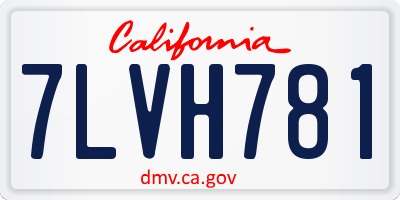 CA license plate 7LVH781