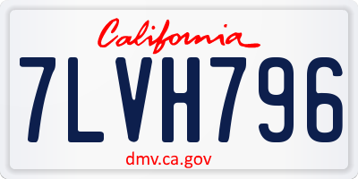 CA license plate 7LVH796