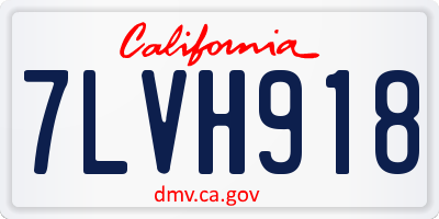 CA license plate 7LVH918