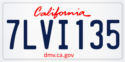 CA license plate 7LVI135