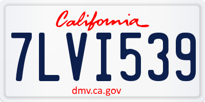 CA license plate 7LVI539