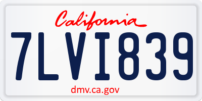 CA license plate 7LVI839