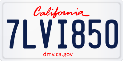 CA license plate 7LVI850