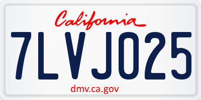 CA license plate 7LVJ025