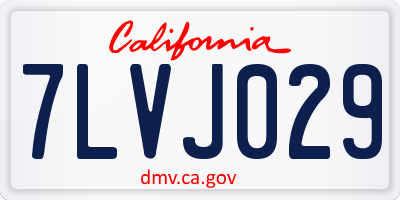 CA license plate 7LVJ029