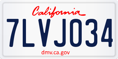 CA license plate 7LVJ034